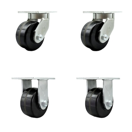 Service Caster 6'' Extra Heavy Duty Phenolic Wheel Caster Set 2 Swivel 2 Rigid , 4PK CRAN-SCC-KP92S630-PHR-2-R-2